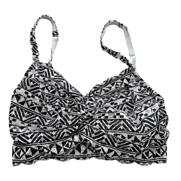 PINK by Victorias Secret Womens Sz S Bralette Bra Black White Aztec Print Lace - Picture 1 of 4
